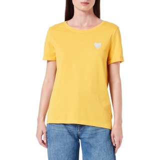 ONLY Damen Onlkita Life S/S Logo Top Noos, Golden Rod/Print:silver Glitter Heart, XXL