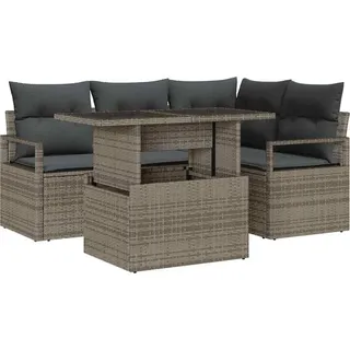 vidaXL Gartensofa-set 5 stk. Grau Poly Rattan - Grau
