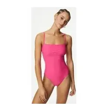 Womens M&S Collection Square Neck Swimsuit - Pink Fizz, Pink Fizz - 12-REG
