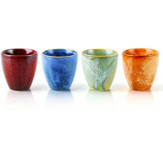 AKOLAFE 4 Stück Espressotassen Set 160ml, Vintage Kaffeebecher in 4 Farben, Espresso Tassen und Mokka Tassen Set für Kaffee, Cappuccino, Tee, Dessert und Geschenkbox