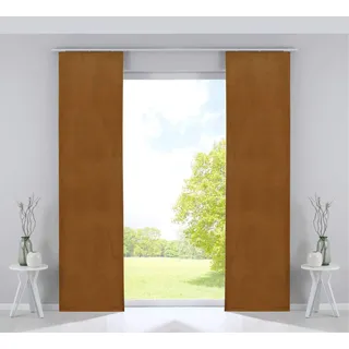 Gardinenbox 2er Set Flächenvorhänge Verdunkelung Schiebegardinen »Milano« Samt Blickdicht Blackout Paneelwägen Beschwerungsstangen Senf HxB 245x60 cm, 203571-2