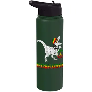 Reggae Dinosaurier Hippie Dino Rasta Reggae Rastafari T-Rex Stainless Steel Insulated Water Bottle