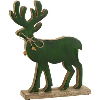 J-Line Figur Rentier Holz Grün Medium