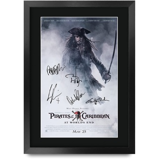 HWC Trading FR A3 Pirates of the Caribbean 3 At World's End Jonny Depp Geschenke Geduckter Poster Signiertes Autogramm Foto für Fans von Film Memorabilien - A3 Framed