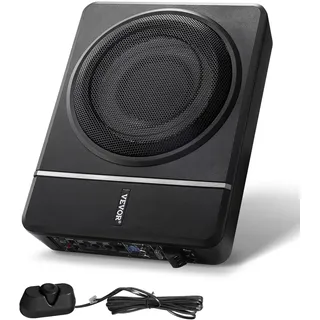 Vevor Untersitz Auto Subwoofer 240 W schlanker Auto Subwoofer mit Stromversorgung, Subsystem mit eingebautem Verstärker, Hoch-/Niedrigpegel-Eingang und Lautstärkeregler für SUVs Lkws Wohnmobile