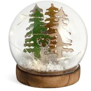 Kugel Weihnachten H&h Glas Mit LED Auf Basis Holz H10,5cm