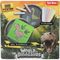Toi-Toys World of Dinosaurs Straßenkreide Dino mit Vorlagen, 10 Stück.