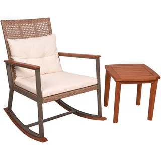 Garden Pleasure Schaukelstuhl SINALOA Polyester 84 x 90 x 68 cm Braun mit Kissen