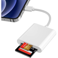 [Apple MFi-Zertifiziert] SD Kartenleser iPhone, Lightning SD&Micro SD Lesegerät für Spiegelreflexkameras mit Zwei Steckplätzen für SD Karten, Speicherkartenadapter für Fotografie, Plug and Play