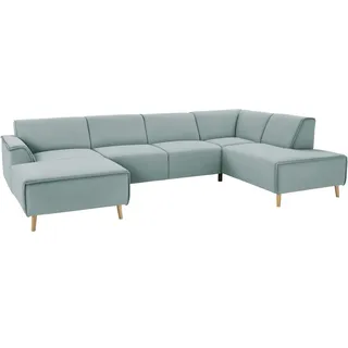 Home Affaire Wohnlandschaft »Janek Scandic Design, elegant und zeitlos U-Form« mit Federkern und Keder in scandinavischem Design, grün