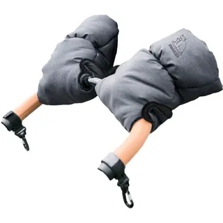 Kinderwagen-Handwärmer HEITMANN FELLE "Eisbärchen Copy", Baby, grau (hellgrau), Polyester, Kinderwagen-Handwärmer Kinderwagen-Handwärmer, Handschuhe für den Kinderwagen, Handmuff mit praktischen Druckknöpfen