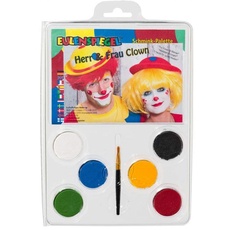 Eulenspiegel 206331 - Schmink-Palette Herr und Frau Clown, 6 x 3,5 ml Farbe, 1 Pinsel, 1 Anleitung, Schminkfarben
