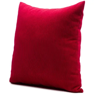 Gözze - Kissen Capri, Dekokissen in Feincord-Optik, Weiches Sofakissen mit Füllung, 100% Polyester, 45 x 45 cm - Rot