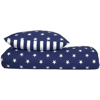 SCHIESSER Sterne Feinbiber Blau 155 x 220 cm + 80 x 80 cm