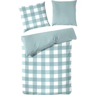 Primera Bettwäsche »Basic Perkal« 2 Stk. tlg. im modernen Karodesign, blau