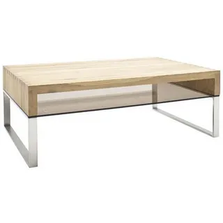 Novel Couchtisch , Eichefarben, Edelstahlfarben, Bronzefarben , Holz, Metall, Glas , Eiche , massiv , rechteckig , Kufe , 70x39x110 cm , Wohnzimmer, Wohnzimmertische, Couchtische, Couchtische Glas