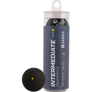 Raquex Squashbälle im 3er-Tube – 4 Geschwindigkeitsoptionen – Elite Doppelgelb, Intermediate Gelb, Rot Squashbälle Anfänger, Junge Spieler Blau. Von der WSF zugelassener Squashball