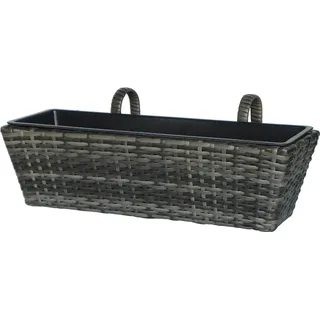 Balkonkasten Polyrattan Anthrazit-Grau 60 cm x 28 cm x 22 cm