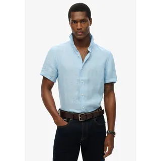 Superdry Kurzarmhemd "VACATION LINEN S/S SHIRT" mit Obermaterial aus Seide, Regular Fit, gemustert, pflegeleicht, sea blau chambray