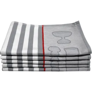 Dyckhoff Geschirrtuch »Gläser / Halbleinen« mit Gläser & Streifen Motiv, Maße je Tuch ca. 50x70 cm, grau