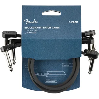 Fender Blockchain 30,5 cm Patchkabel, Gitarrenkabel, Gitarrenzubehör, 3er-Pack, Winkel/Winkel