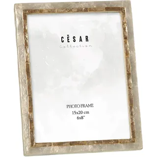 DRW Bilderrahmen aus Perlmutt für Fotos 15 x 20 cm in Natur und Gold 15 x 20 cm