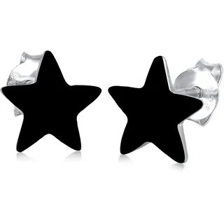 Elli Ohrstecker Stern Astro schwarz 925 Sterling Silber