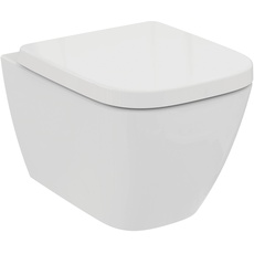 Ideal Standard T542201 WC-Paket Ideal Standard i.life S, Wandtiefspül-WC kompakt ohne Spürand (RimLS+) inkl. Wrapover WC-Sitz Softclose (Absenkautomatik) Weiß