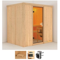 Bild Sauna »Finja«, (Set), 3,6-kW-Plug & Play Ofen mit integrierter Steuerung beige