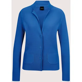 Strickjacke MADELEINE "Strickblazer Sportiver Blazer mit Stehkragen", Damen, Gr. 38, blau (royalblau), Obermaterial: 67% Viskose CV. 33% Polyamid PA., Modern, normal, Strickjacken Strickjacke, modische Schlitze am Armabschluß