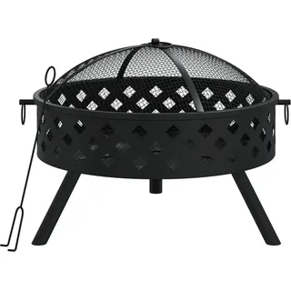 vidaXL Feuerschale mit Schürhaken 58 cm XXL Stahl - Schwarz