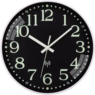 Glow in the Dark Radiowecker Wanduhr 25 cm Radio Stille Grote Batterie für Schlafzimmer Büro