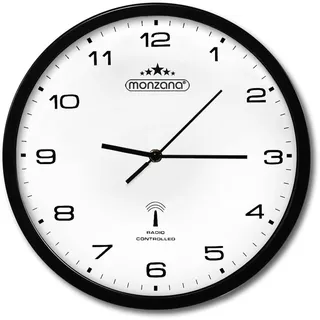 monzana Wanduhr Funkuhr 31cm Schwarz