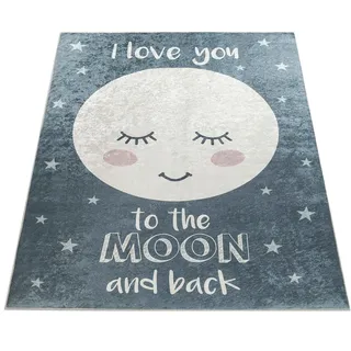 Paco Home »Aleyna 103« rechteckig 6 mm Höhe Kinder Design, niedliches Mond Motiv mit Schriftzug, Kinderzimmer,