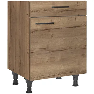 Nobilia Unterschrank Schubkastenunterschrank Eiche dunkel 60 x 87 x 56 cm Dunkel