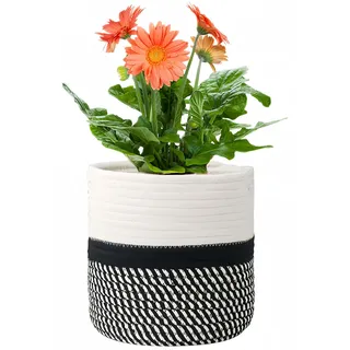 KMERCE Gross Pflanzkorb geflochten, Blumentopf Korb 30cm Durchmesser, übertöpfe für zimmerpflanzen, blumenkorb Indoor, übertopf Korb Gross innen Boho, pflanzentopf Gestrickt mit Griffen