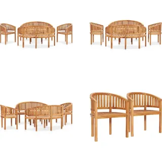 vidaXL 5 tlg. Garten Lounge Set Massivholz Teak - Garten-Lounge-Set - Garten-Lounge-Sets - Holz Lounge Set - Holz Lounge Sets - Braun