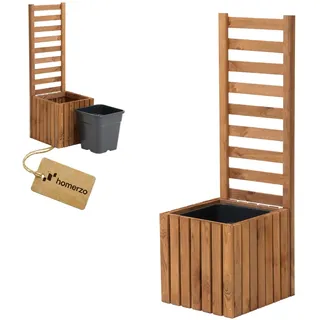 Pflanzkübel mit Rankgitter Spalier mit Pflanzkasten Blumenkasten aus Holz für Garten Balkon Terrasse Hochbeet mit 18L Kunststoff-Pflanzeneinsatz (vertikal-braun, 36x36x35 H115)