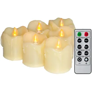 6 batteriebetriebene LED-Votivkerzen mit Fernbedienung, Timer, klein, geruchlos, flackernd, flammenlos, elektrische Kerzen für Küche, Heimdekoration, Taufe, Hochzeit, Party, Dekoration, Gastgeschenke
