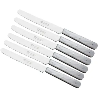Schwertkrone® Frühstücksmesser Wellenschliff 6 Stück [MADE IN GERMANY] - Tafelmesser - Brötchenmesser - Buttermesser - Scharfes Messer - Wellenschliffmesser - Messer mit Wellenschniff