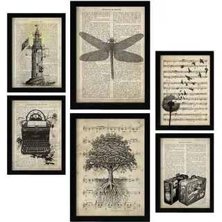 Nacnic Vintage Zeichnungen Postern. Sepia Papier Plakate im Retro Stil mit Natur- und Reisethemen über Enzyklopädie Hintergründen. Innenarchitektur und Dekoration. A4 & A3.