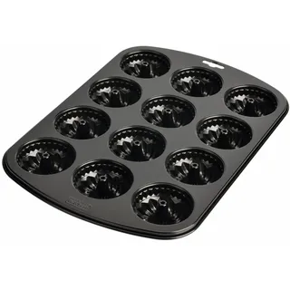 Original Kaiser Inspiration Mini Gugelhupfform Blech für 12 Muffins, Muffin Backblech 38x27 cm, Standardgröße, Cupcake Formen klein,antihaftbeschichtet, kurze Backzeit, Schwarz