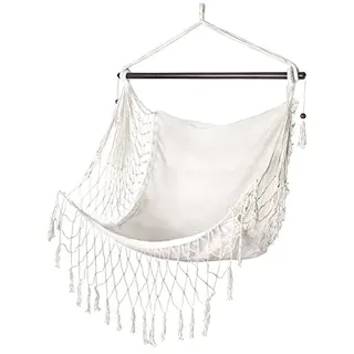 Zolta Hängesessel Für Indoor Und Outdoor - Universal Hängestuhl Für Garten Balkon Terrasse Wohnzimmer - bis zu 120 kg - Weiß