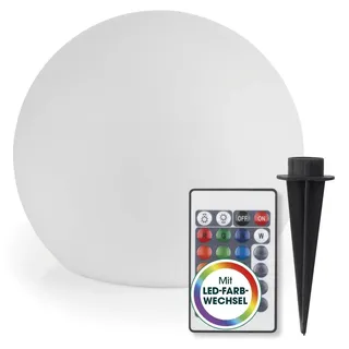 EASYmaxx LED Solarleuchte Kugel 20 cm | Solar Leuchte - stimmungsvoller Farbwech - Weiß