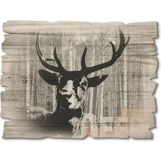 ARTland Artland, Hirsch Collage Wildtiere, (1 St.), grau