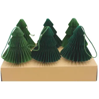 Hochwertige Papierkugeln, Baumanhänger, Honeycombs Weihnachten, Papieranhänger Weihnachten, Wabenbaum Papier, Tannenbaum aus Papier in Einer Geschenkbox, 6 Stück, Größe: L/B/H 5 cm x 5 cm x 8 cm.