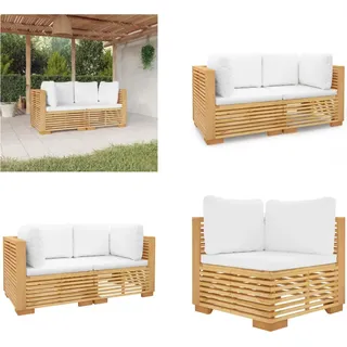 vidaXL Garten Ecksofas mit Kissen 2 Stk. Massivholz Teak - Ecksofa - Ecksofas - Sofa - Outdoor-Sofa - Braun