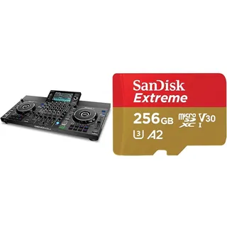 Denon DJ SC LIVE 4 - Standalone DJ-Controller & SanDisk Extreme microSDXC UHS-I Speicherkarte 256 GB + Adapter