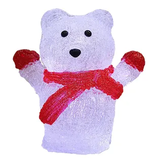 DEUBA® Weihnachtsdeko LED Acryl Figur Eisbär Innen 18,5cm Weihnachten Batterie Beleuchtet Deko Indoor Weihnachtsfiguren Weihnachtsbeleuchtung Kaltweiß - Rosa