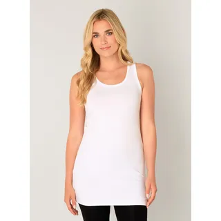 Longtop BASE LEVEL "Yamin", Damen, Gr. 36, weiß, Jersey, Obermaterial: 94% Baumwolle, 6% Elasthan, unifarben, Basic, figurbetont hüftbedeckend, Rundhals, Tops Longtop, Hüftbedeckende Länge